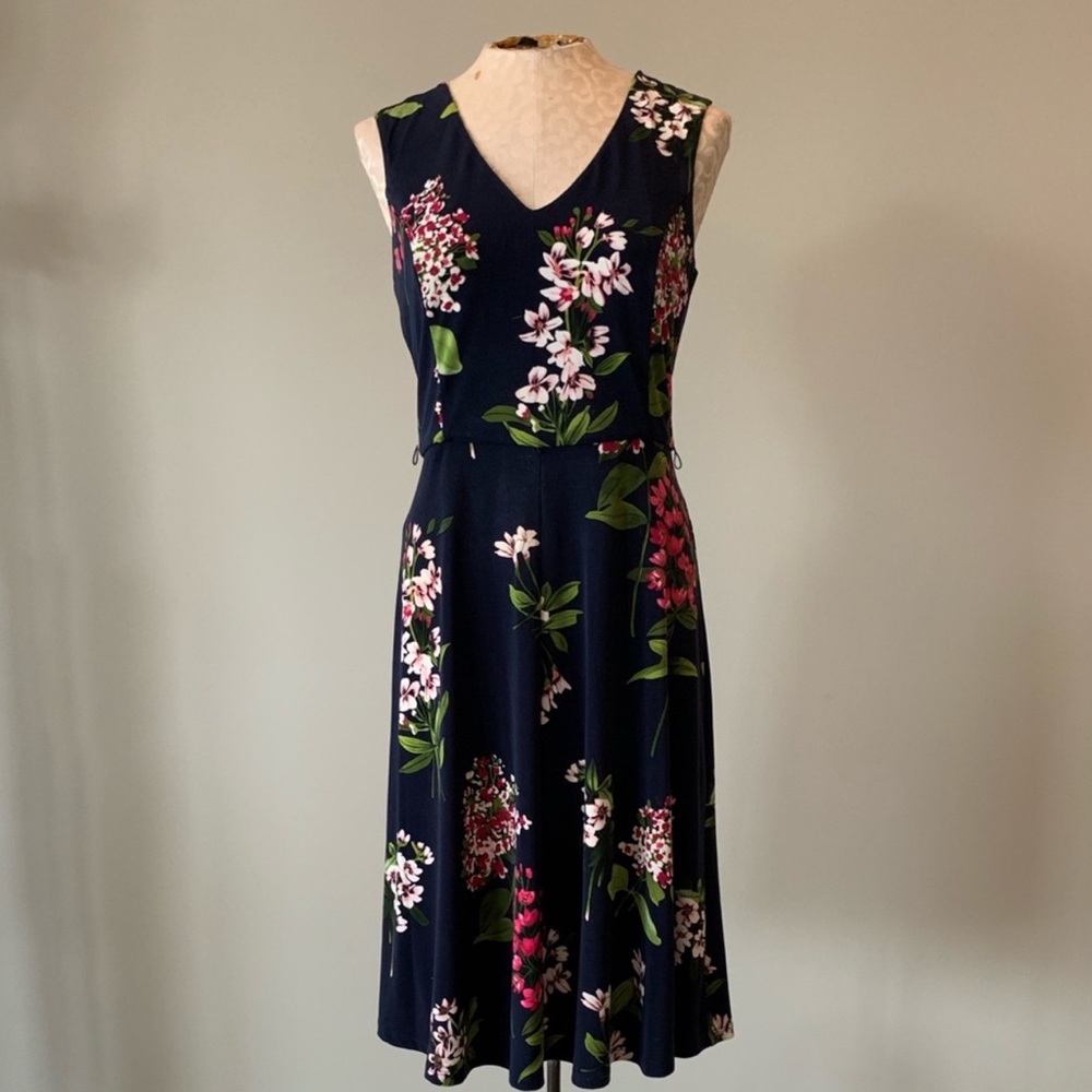 Tommy Hilfiger V-neck Navy Floral Midi Dress